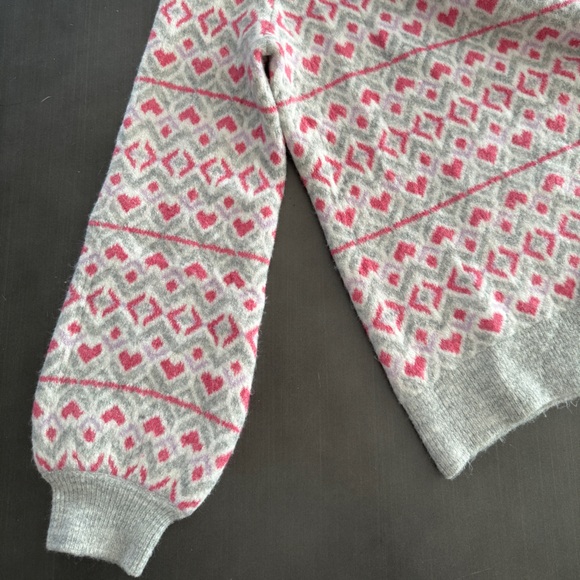 Ann Taylor LOFT Heart Sweater Long Blouson Sleeve Round Neck Comfy Cozy Top - Picture 13 of 13